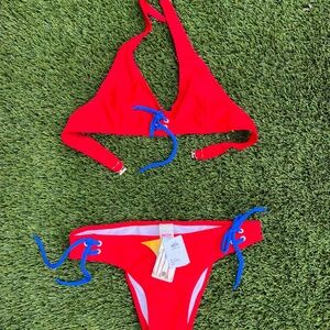 Sliding Triangle Halter Top with Hand Embroidered Trim Accents